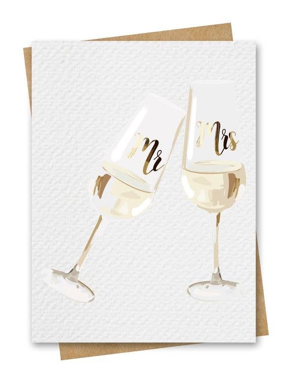 Paper Kuts - Mr and Mrs Champagne Glasses Wedding Card Plastic Free : Square