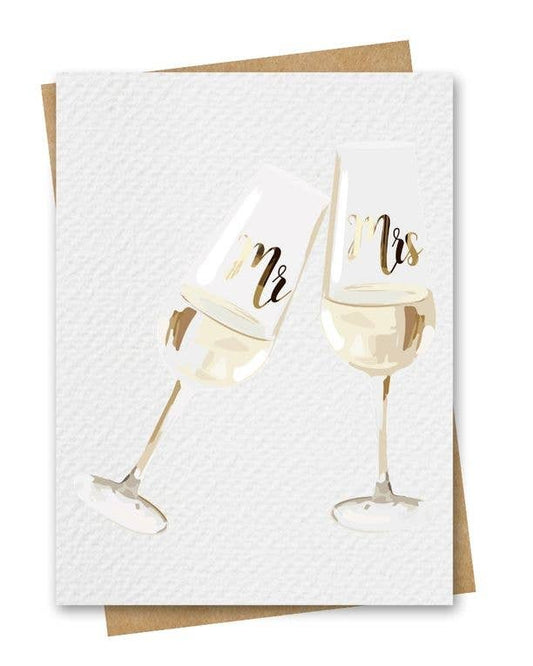 Paper Kuts - Mr and Mrs Champagne Glasses Wedding Card Plastic Free : Square