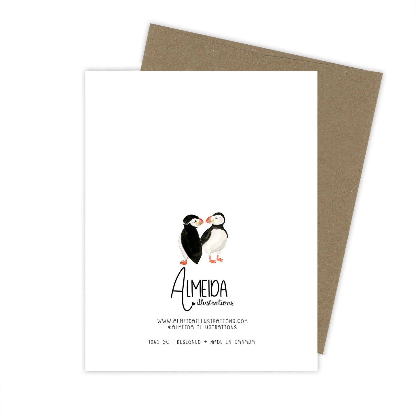 Almeida Illustrations - Puffin Love Card | Anniversary Card: White