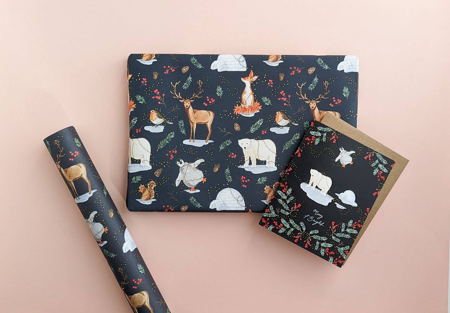 Almeida Illustrations - Festive Animals Christmas Gift Wrap: Single Sheet