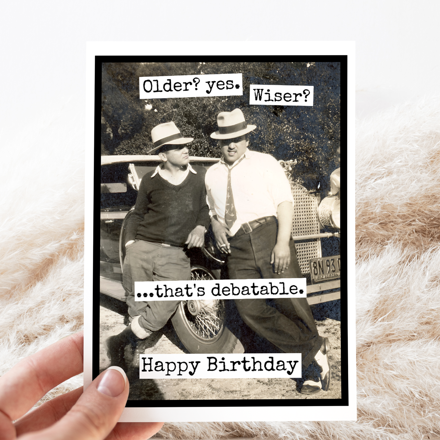 Raven's Rest Studio - Funny Birthday Card For Man. Older? Yes. Wiser? Debatable