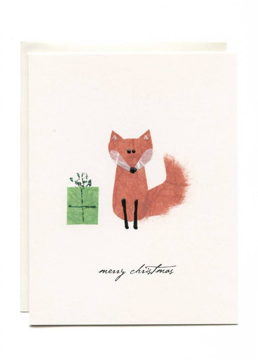 FLAUNT HANDMADE CORRESPONDENCES - "Merry Christmas" Fox w/ Present