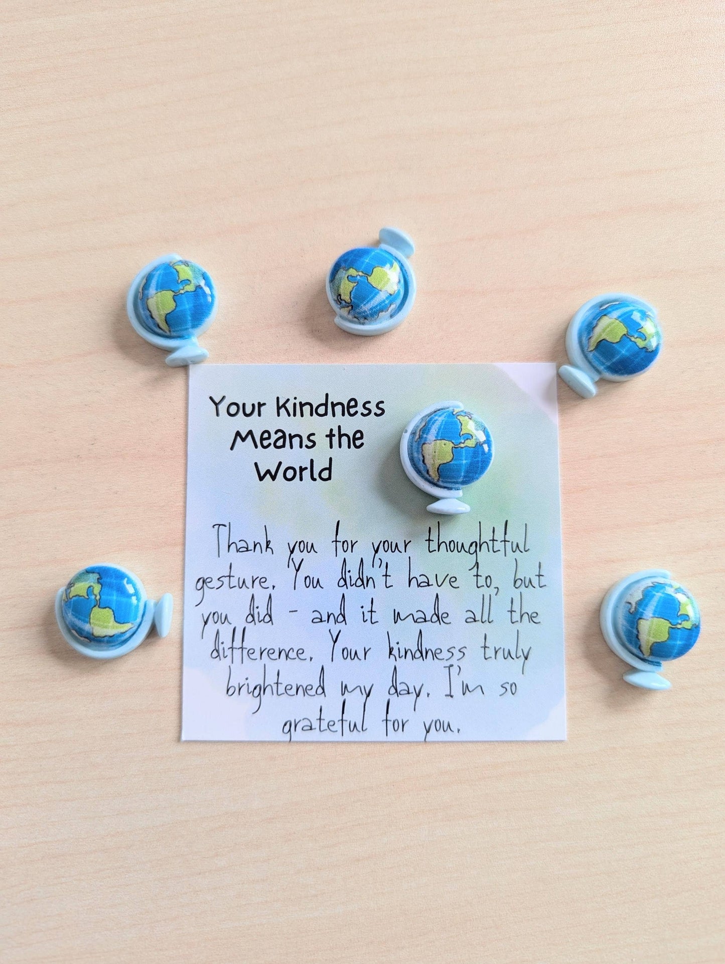 Uplifted Ink - Mini Gratitude Card with world Figurine - Appreciation Gift