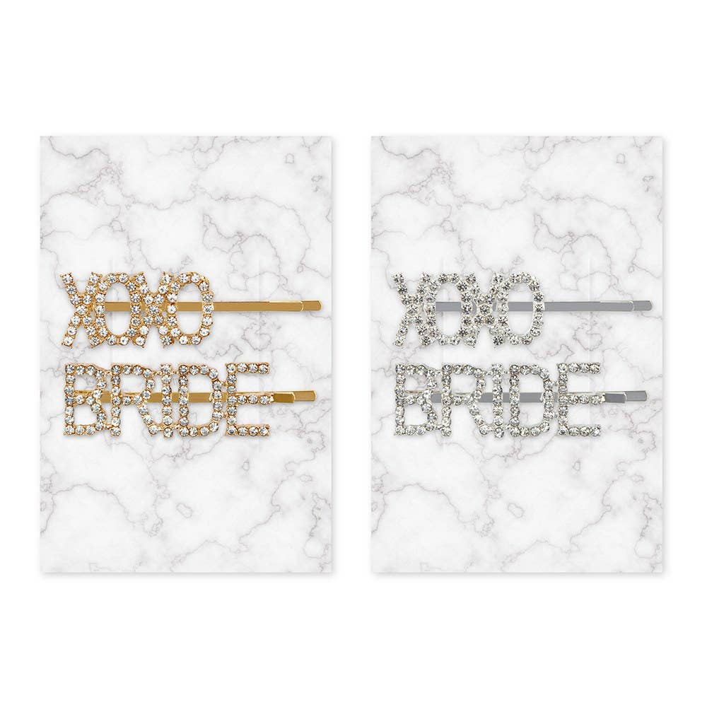 Rhinestone Bridal Party Word Hair Clips - XOXO Bride