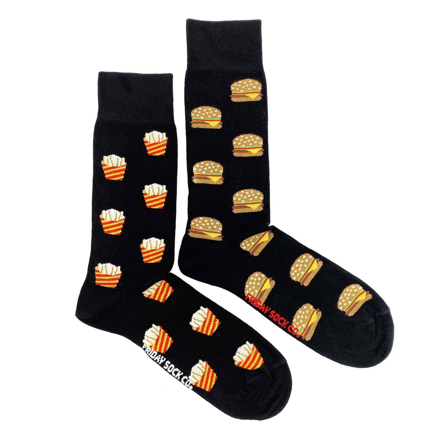 Friday Sock Co. - Men’s Socks | Burgers & Fries | Fast Food | Mismatched: Men's 7 - 12