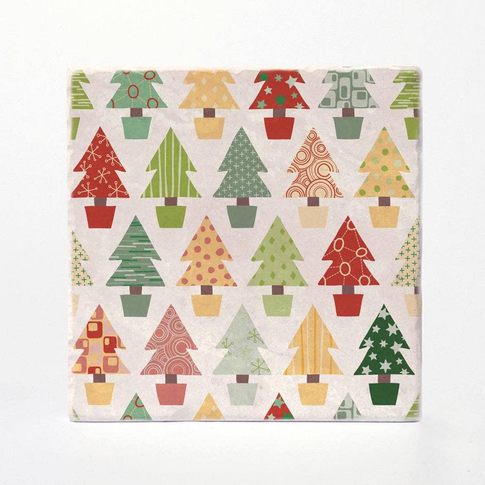 Christmas Tree Wrapping Paper Coasters: 4"x4"