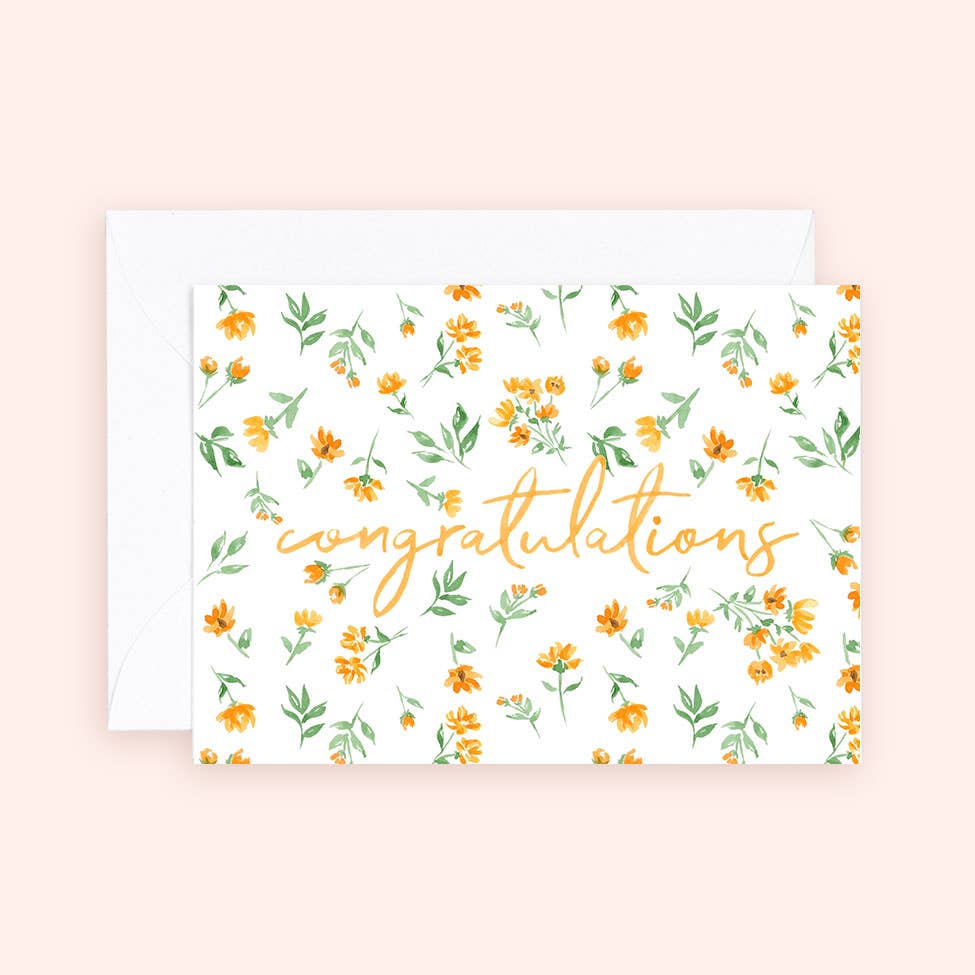 Almeida Illustrations - Mini Card - Floral Congratulations Enclosure Card