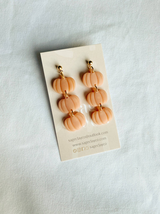 Sageclayco - Pumpkin Dangles | Handmade Polymer Clay Earrings: Transluscent Blush