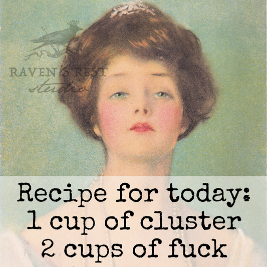 Raven's Rest Studio - COASTER. Recipe For Today: 1 Cup Of Cluster 2 Cups Of Fuck