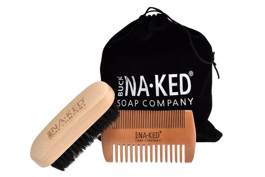 Bamboo Beard Brush + Comb Set - Buck Naked Soap Company