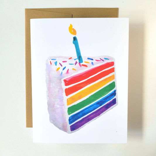 Rainbow Cake Slice Card- Salt and Paper