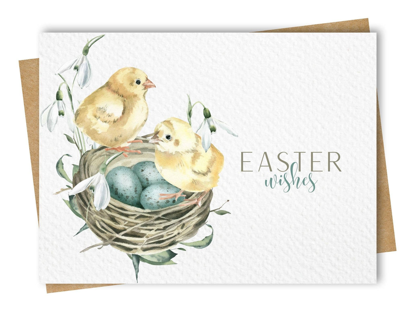 Paper Kuts - Chicks & Eggs in Nest Easter Card, Includes Kraft Envelope: Rounded