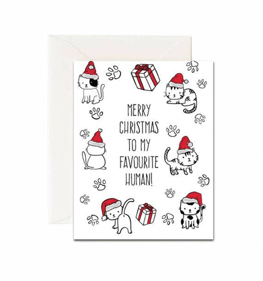 Merry Christmas To My Favourite Human Card - Cat