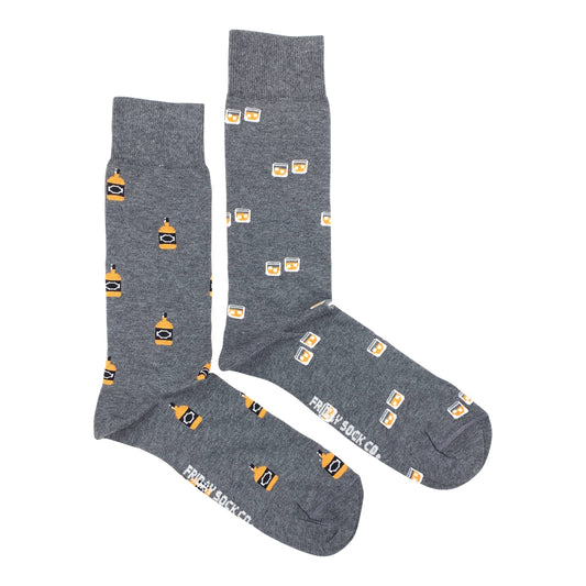 Friday Sock Co. - Men's Socks | Whiskey & Glass | Mismatched | Drinks | Funky: Men's 7 - 12