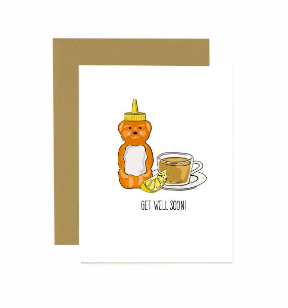 Jaybee Design - Get Well Soon (Honey and Tea) -Greeting Card