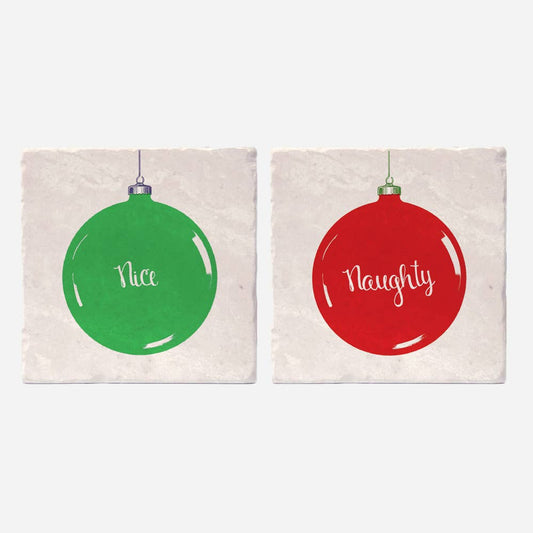 Naughty and Nice Coasters: 4"x4"