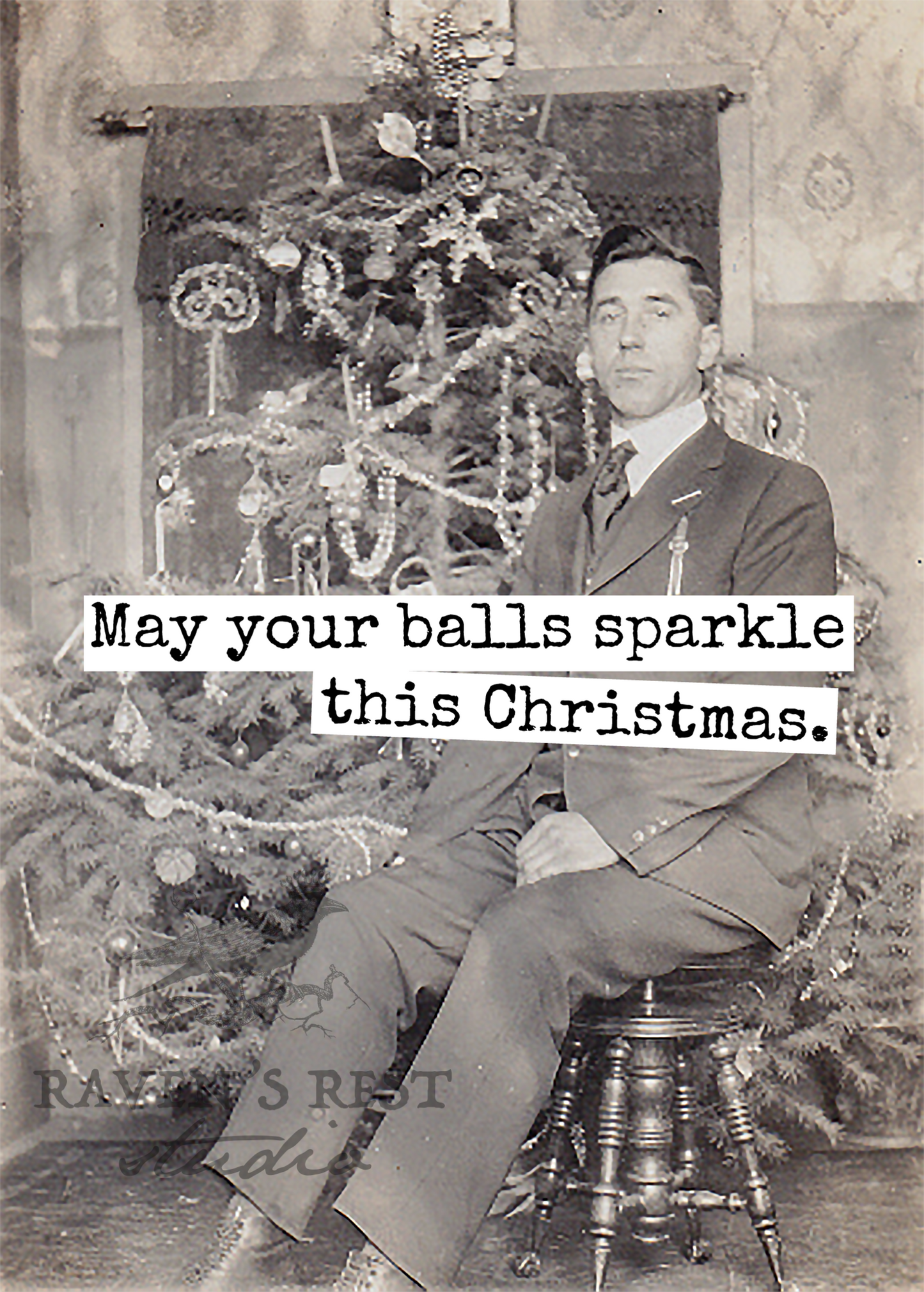May Your Balls Sparkle This Christmas. Christmas Card.