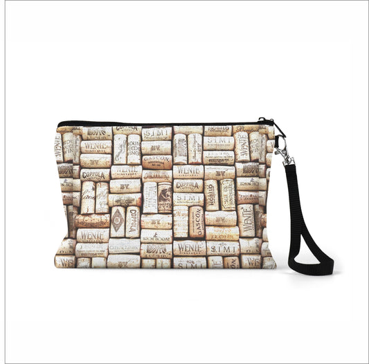Giftologie - Wine Cork Collection Zippered Linen Accessory Blend Bag
