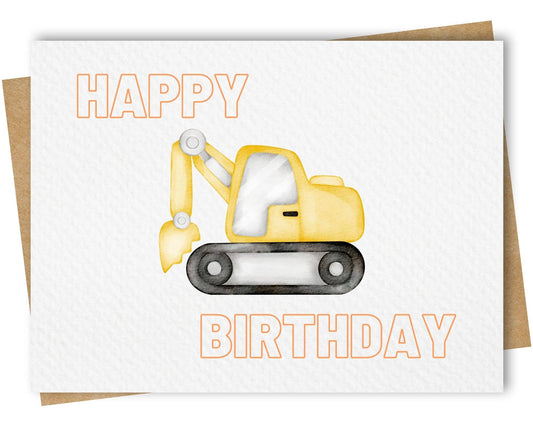 Paper Kuts - Happy Birthday Digger Excavator Card Includes Kraft Envelope