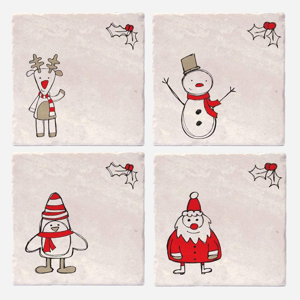 Christmas Cartoons Coasters: 4"x4"